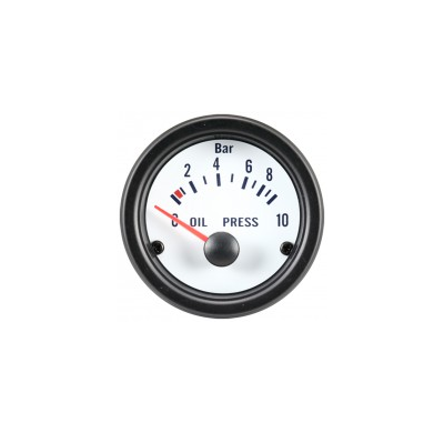 Reloj Fondo Blanco Presion Aceite 0-10 Bar 52mm